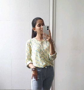 Yellow Floral Print Top