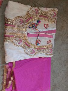 White and Pink Embroidered Salwar Kameez
