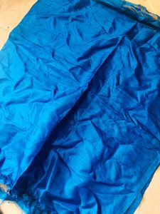 Pure Katan Silk Saree Blouse in Deep Blue 80cm