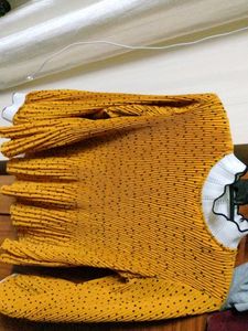 Black Dotted Mustard Colored Top