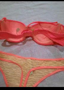 Orange Lace Halter Bikini Set