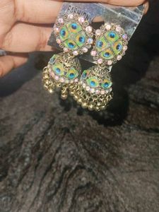 Peacock Jhumka Earrings