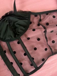 Black Polka Dot Corset Top