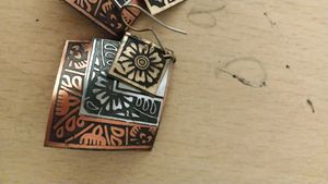 Etched Metal Square Earrings