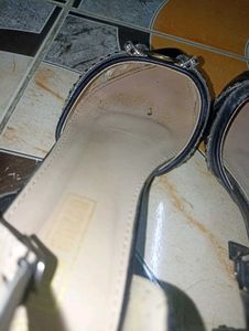 Black Embellished Ankle Strap Heels