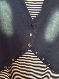 Chic Striped Top with Denim Vest for Women