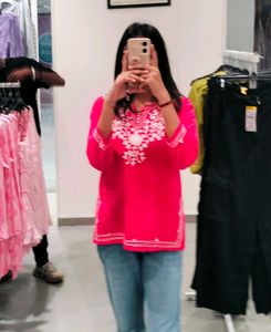 Pink Embroidered Kurta