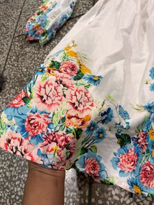 Floral Print White Dress