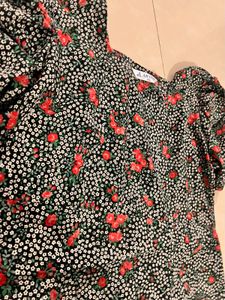 Black Red Floral Dress