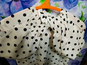 Polka Dot Ruffle Neck Top