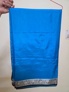 Blue Pure Silk Sari and Blouse