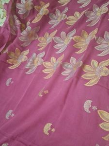 Pink Georgette Saree With Zari Border