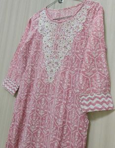 Pink Embroidered Kurta