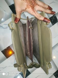 partywear stylish olive green hand bag with belt