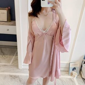Eblin Satin Lace Lingerie Set