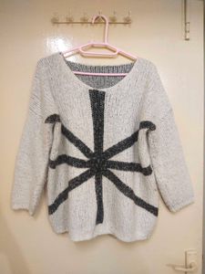 Knitted Black And White Sweater