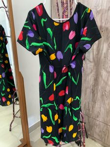 Floral Print Black Dress