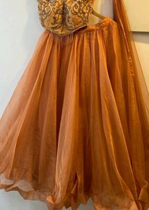 Maroon Embellished Crop Top and Skirt