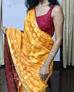 Yellow Festive Saree With Designer Blouse Piece