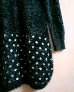 Fluffy Polka Dot Sweater Dress