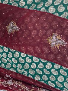 Elegant Green &amp; Maroon Saree