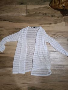 (FIG)Lightweight Sheer Striped Open Front Shrug
