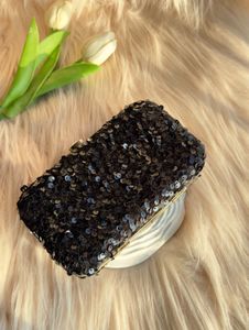 Sparkling Black  Sequin Wedding Clutch