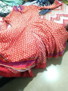 Biba Red Printed Anarkali Kurta