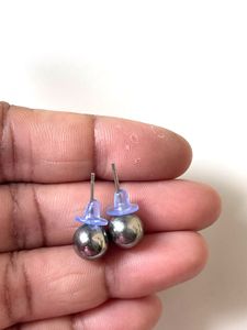 Silver Round Stud Earring