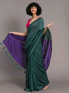 dual colour soft cotton saree