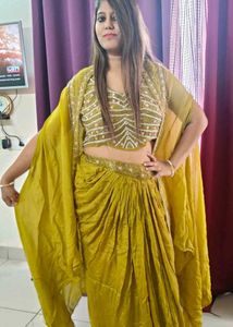 Chartreuse Embellished Indo Western Set