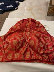 Yellow Bandhani Sari with Red Blouse