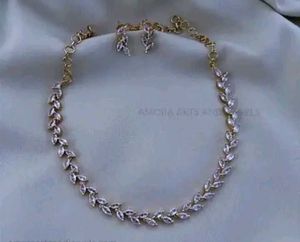 Leaf Design CZ Jewelry Set