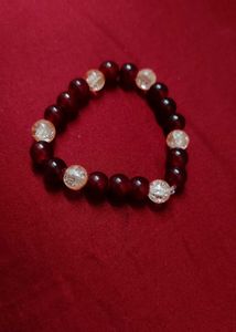 Red & Crystal Beaded Stretch Bracelet