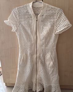 Lace Zip-Up Mini Dress
