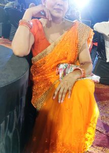 Orange Embroidered Saree