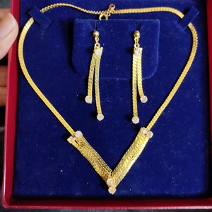 Gold Tone Omega "Choker" Necklace With Channel Set