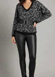 Combo- glitter Top & Leather Tights