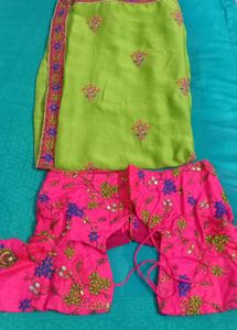 Beautiful Green And Pink Saree