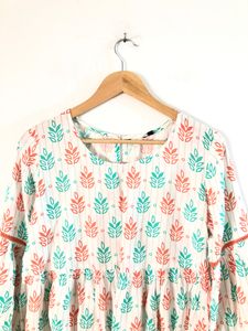 White Cotton Printed Top