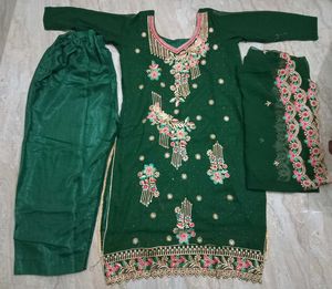 Elegant Green Embroidered Suit
