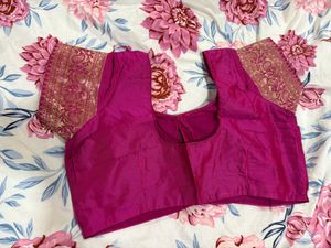Magenta Banarasi Silk Saree (blouse 42in)