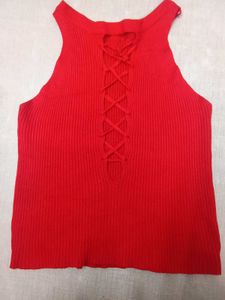 Red Lace-Up Tank Top