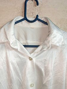 Oversized Shining Partywear Formal Shirt White
