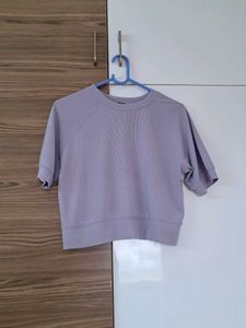 Lavender Cropped Short Sleeve Sweatshirt