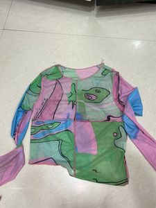 Sheer Graphic Print Top