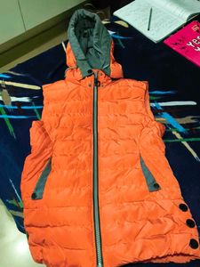 Orange Sleeveless Puffer Vest