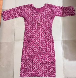 Pink & White Print Kurti Tunic