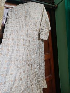 Varanga Gold Print Anarkali Long Kurta (XL)