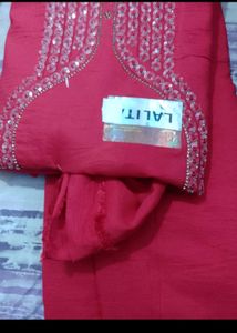 Beautiful Red Suit With Work On Neck
